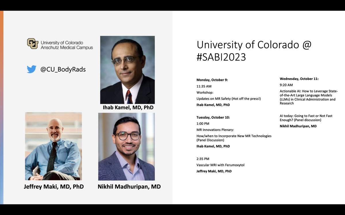 CU_BodyRads (@cu_bodyrads) on Twitter photo If you are at SABI, make sure to not miss our awesome faculty lectures #SABI2023
<a href="/CURadiology/">CU Radiology</a>
<a href="/curadresidents/">CU Radiology Residents</a>
<a href="/madhuripan/">Nikhil Madhuripan</a> If you are at SABI, make sure to not miss our awesome faculty lectures #SABI2023
<a href="/CURadiology/">CU Radiology</a>
<a href="/curadresidents/">CU Radiology Residents</a>
<a href="/madhuripan/">Nikhil Madhuripan</a>