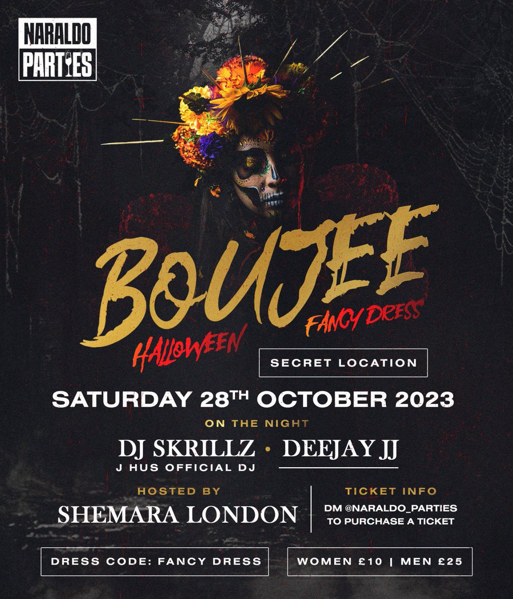 nara1do's tweet photo. Get ready for a spooktacular night! 👻 Join us on Saturday, October 28th for our highly-anticipated Boujee' launch party. 🥂

Location: A secret, exclusive venue. 

DM @naraldo_parties for a chance to grab an exclusive ticket. Hurry, limited availability! Don't miss out ✨ https://t.co/9CfnlKVvoe