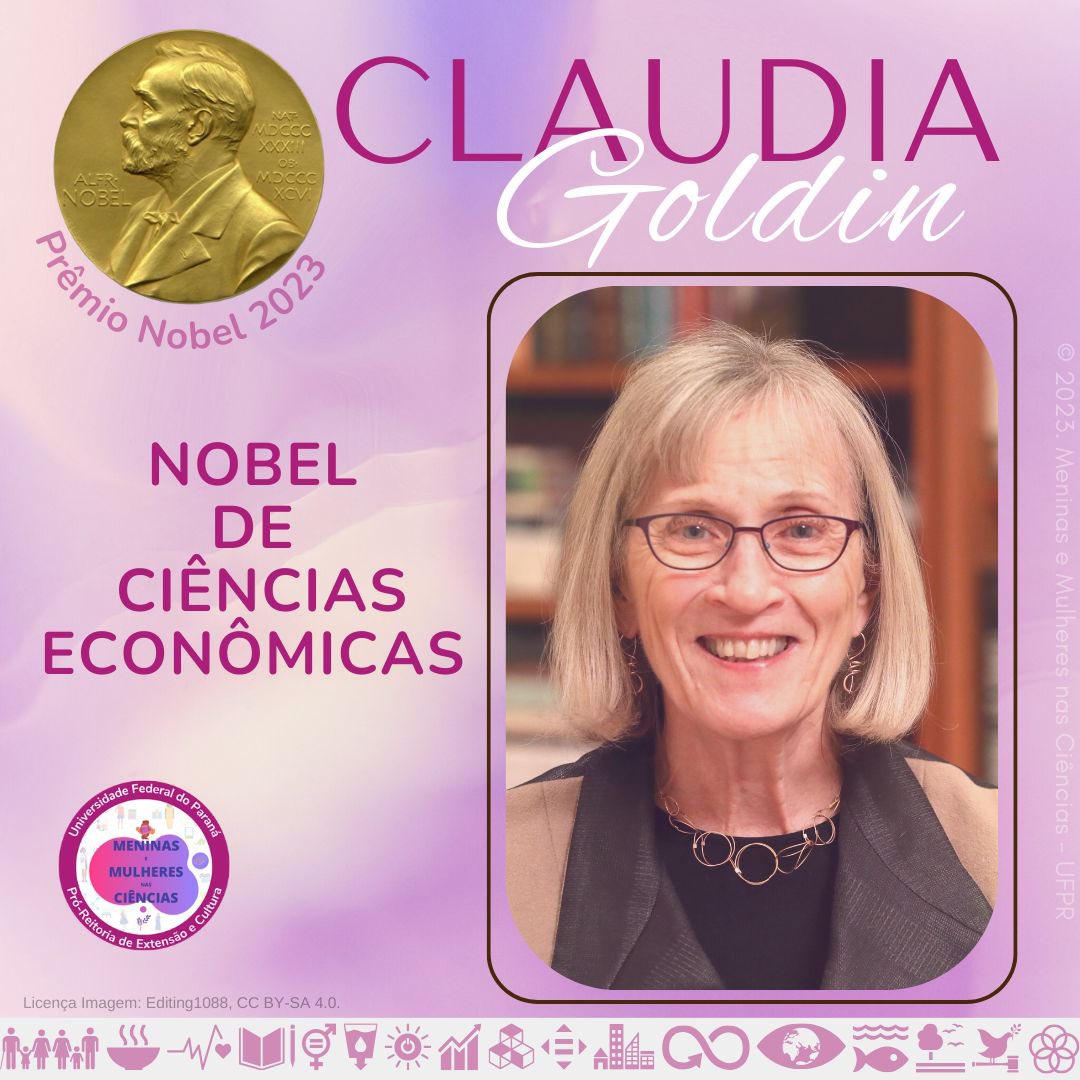MMC_UFPR's tweet photo. Olá, Comunidade do MMC!

Temos mais uma mulher laureada com o Prêmio Nobel em 2023! No anúncio feito hoje, a ganhadora do Prêmio Nobel de Ciências Econômicas foi a Claudia Goldin.

Parabéns, Claudia Goldin! 

Segue o fio! 🧵🤍 https://t.co/MzvSoHTLDX