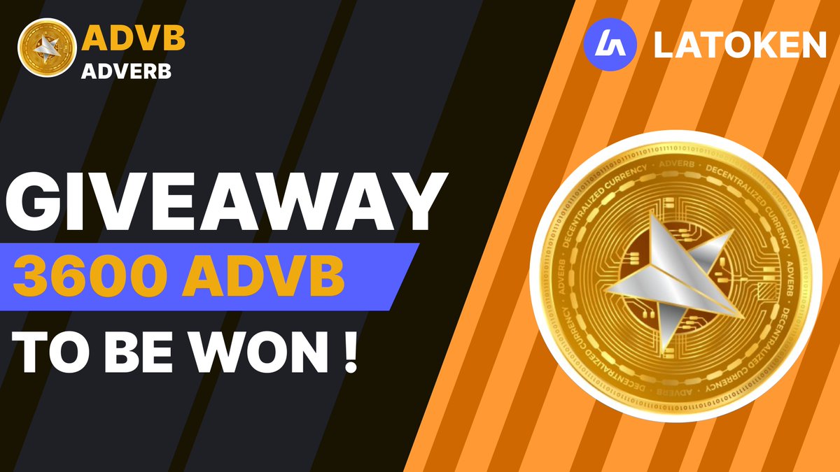 Latoken_cex's tweet photo. 🏆$468 ADVERB (ADVB)  Giveaway on LATOKEN

🔥 360 Winners.
✅ Complete all tasks and qualify for the Giveaway.
📲 Share with 5 Friends and Follow.
⏰ October 9, 2023 - October 16 2023.

👉 JOIN GIVEAWAY (https://t.co/uGL7ddVCoh) https://t.co/qYi9g1WOMO
