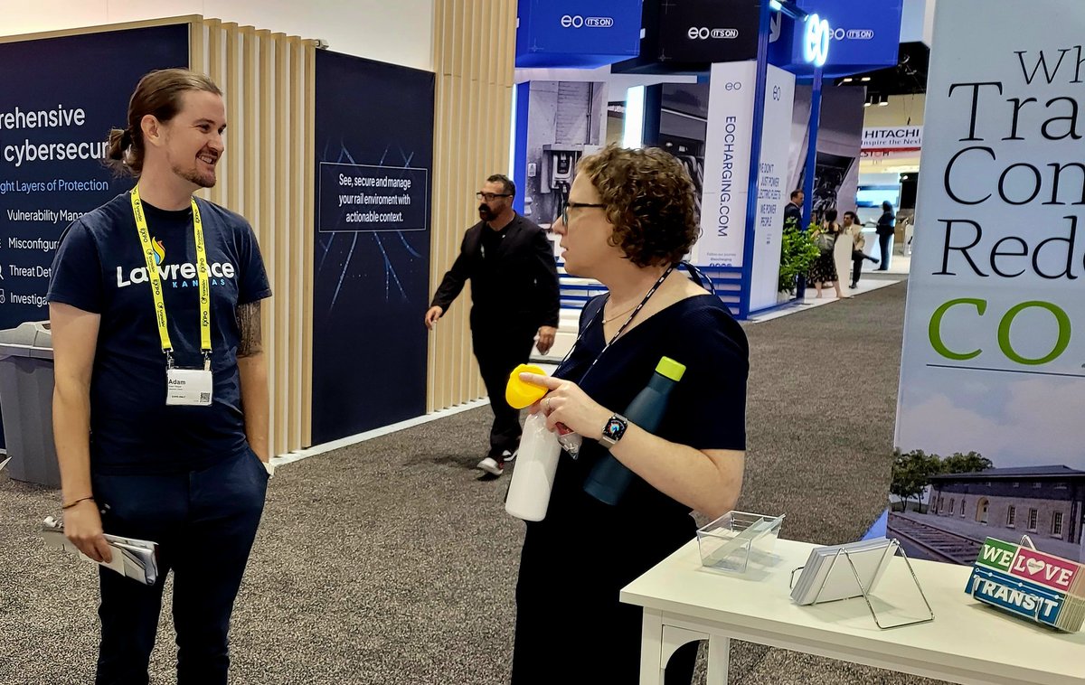 Great catching up with former <a href="/FoursquareITP/">Foursquare ITP</a> employee Adam Weigel, now the transit and parking manager at the City of Lawrence, KS. The redesign we planned with them will be implemented in January 2024! <a href="/TransitLawrence/">KU Transit & Lawrence Transit System</a> #APTAExpo2024