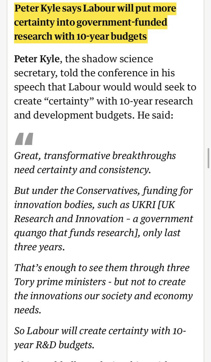 HetanShah's tweet photo. Fantastic to see Shadow Science Secretary @peterkyle say that Labour will create long term (10 year) settlements for R&amp;D - this will really allow for better research and science to the benefit of society, our economy and environment 
https://t.co/7vVr7Zh4rp https://t.co/qqssbYtt0x