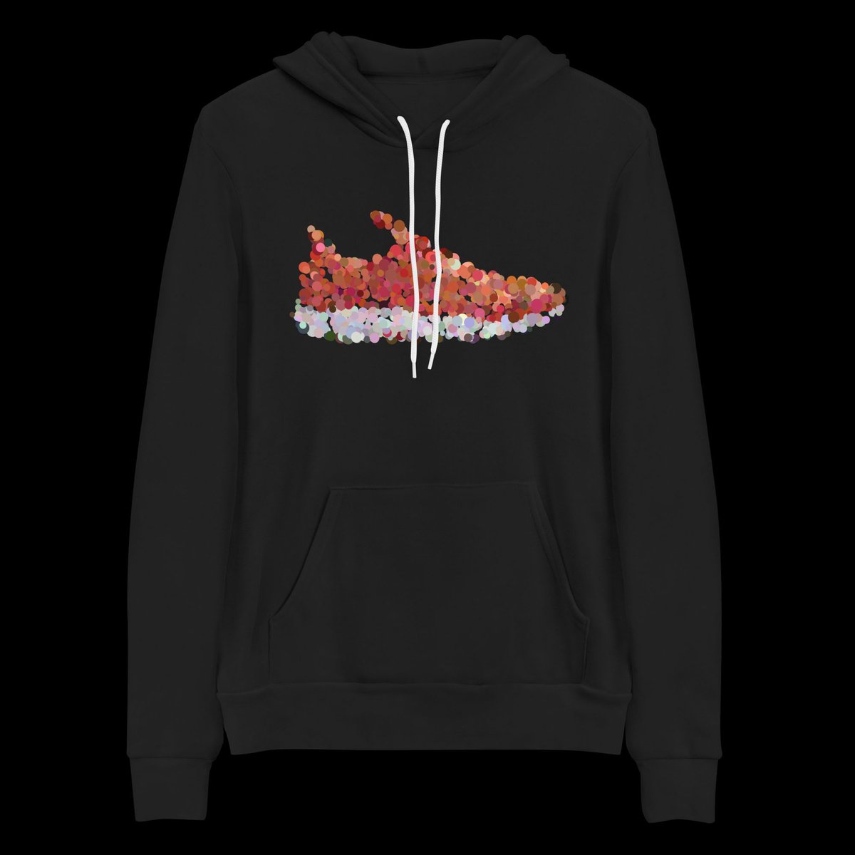 dotmapart's tweet photo. DotMap #57 - Orange Running Sneaker 👟 on a black hoodie. https://t.co/Kb0cRX0jWz https://t.co/94kJAI1zgs