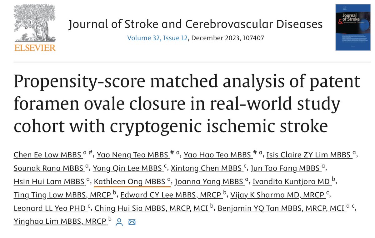 drttinglow's tweet photo. My favourite kind of teamwork! Multistakeholder efforts with #HeartBrain🫀-🧠 team approach to cryptogenic #stroke & #PFO closure for best patient-centred outcomes @NUHCS.
👉🏻 Low incidence of recurrent stroke or new AF post PFO #deviceclosure. https://t.co/t07jguLN3i