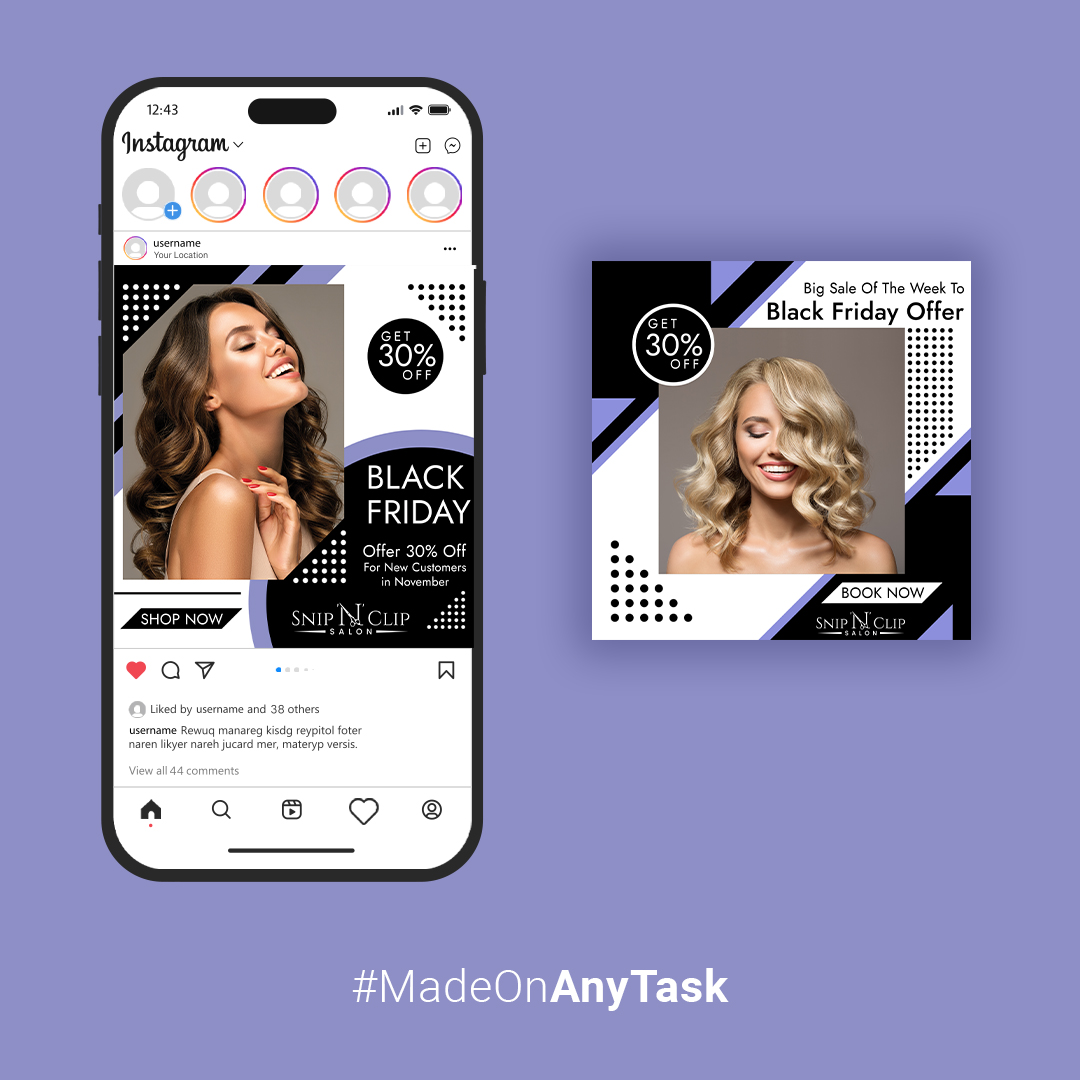 anytaskofficial's tweet photo. Planning a Black Friday promotion for your business? Elevate your special offers with custom graphics that effectively convey your message in style.
#BlackFriday #Marketing #BlackFridayMarketing #InstagramFrame #Instagram #GraphicDesign #CustomGraphics https://t.co/BHTVdNSxRu