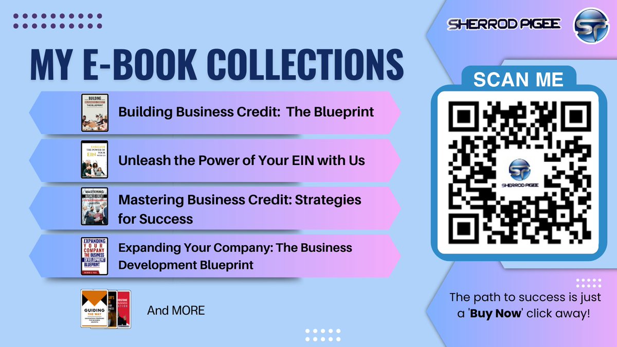 SherrodDPigee's tweet photo. My E-book collection is a treasure trove of wisdom, covering business, self-improvement, and more.
Visit https://t.co/wMtEIn7b3a or Scan the code, buy now, and let's level up together!
#businessebooks #businessmastery #EIN #einnumber #businessdevelopment #EbooksForEntrepreneurs https://t.co/NRmMZWc1Nk