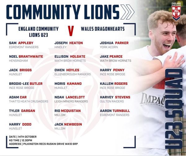 Best of Luck to <a href="/owenhoyles6/">Owen Hoyles</a> as he takes to the field this weekend with <a href="/lions_rl/">England Community Lions RL</a> U23s as they host Wales Dragonhearts at Pilkington Recs!

Good Luck Son 🏉👍

🔵⚪️🔵