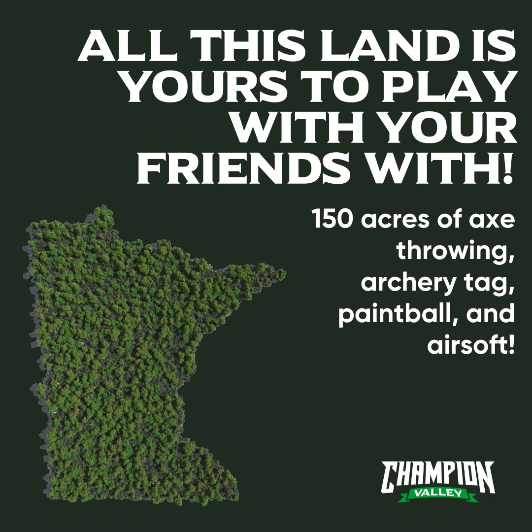 championvalley's tweet photo. How big is Minnesota's Ultimate Playground? 150 acres of fun! #ChampionValley https://t.co/X15ni6Qc32
