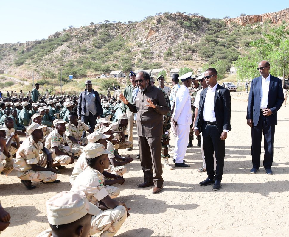 H.E <a href="/HassanSMohamud/">Hassan Sheikh Mohamud</a>, alongside his host H.E Isaias Afwerki, inspected the training grounds of Somali Navy and Air Force cadets in Eriteria. The President commended the Somali-Eritrea security partnership and continued support in the ongoing fight against international terrorism.