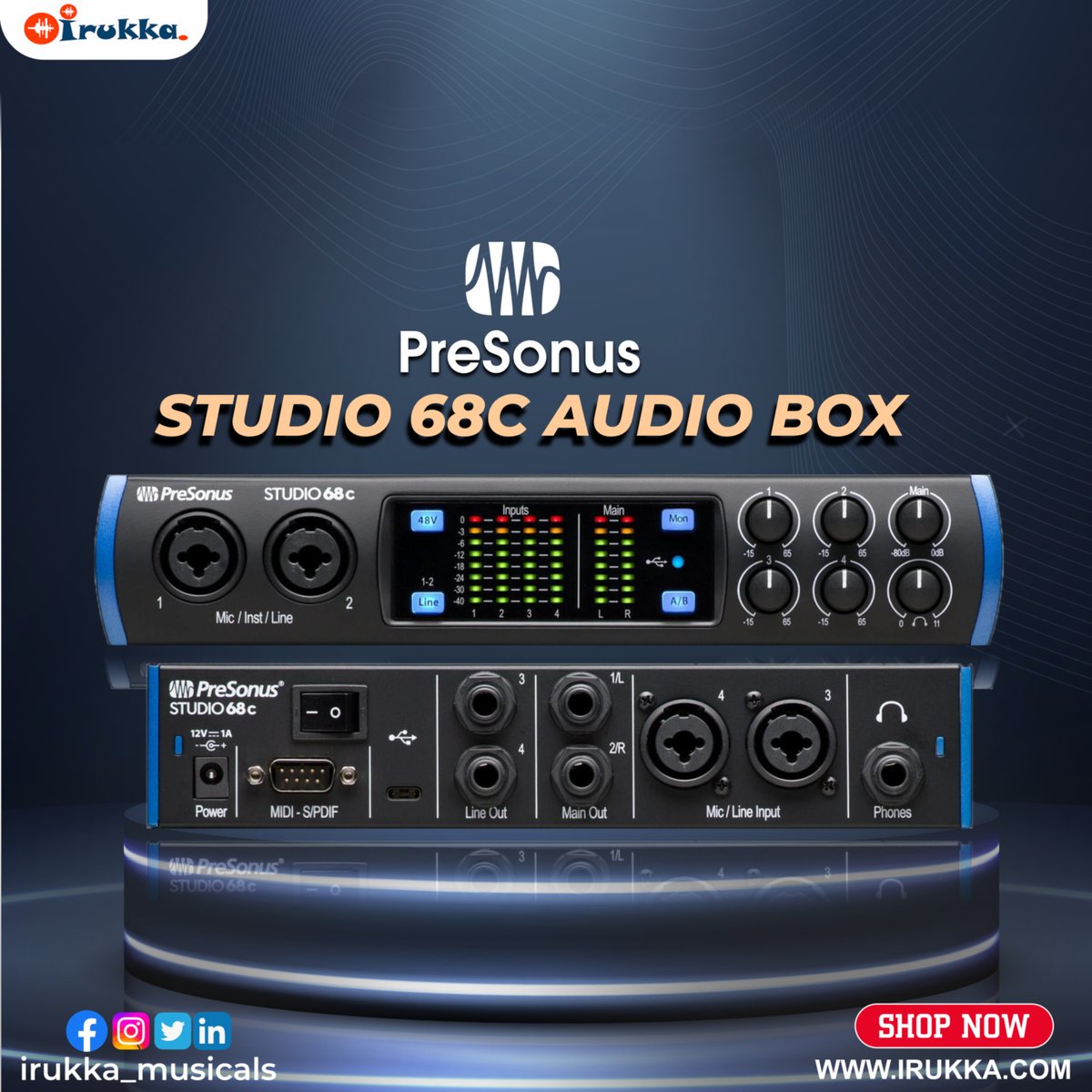 irukka_musicals's tweet photo. #Presonus #Studio 68c is a USB-C #audio interface with 6 inputs and 6 outputs, recording at 192 kHz. It comes with Presonus Studio One Artist software and Studio Magic plug-ins, serving as a full recording solution for macOS and Windows.
#Shopnow!
#irukka #Studio68c #Audiobox https://t.co/3Y339uy4s5