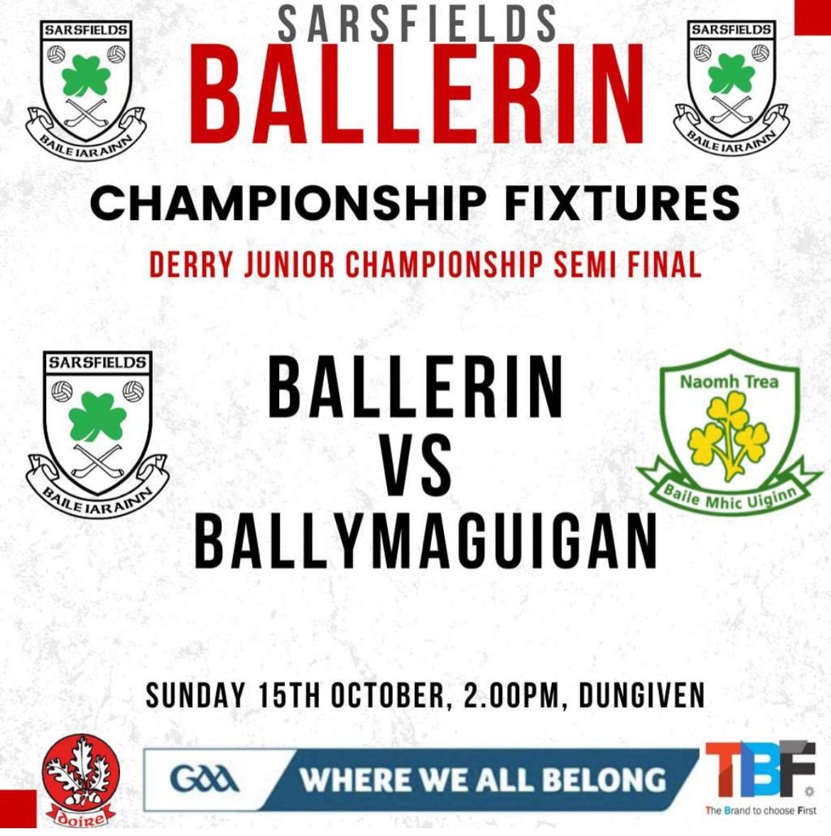 ballerin_gac's tweet photo. 🔴⚪️ Senior Championship Game🔴⚪️

Our Senior Men will play their Championship Semi Final against Ballymaguigan in Dungiven, Sunday 15th October, 2.00pm

Let’s get out and support the lads. https://t.co/CEXmloKHDY
