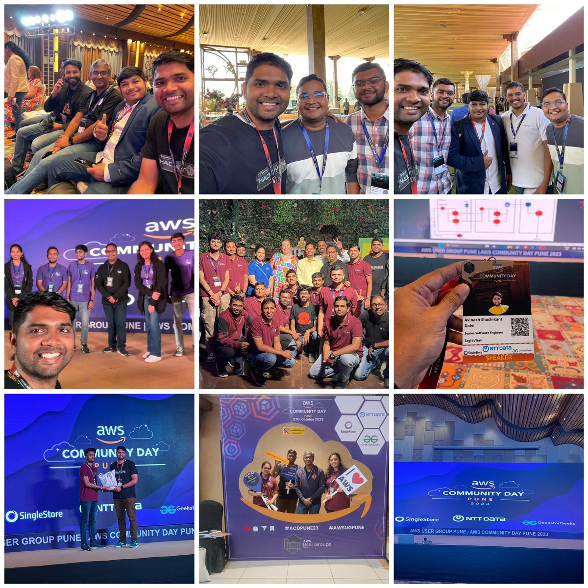 AvinashDalvi_'s tweet photo. AWS Community Day Pune 2023 was a mix of speaking experience, meeting community friends, witnessing volunteer efforts, and a great venue. The overall event was well organized and successful. @AwsPune @DheerajC30 @WeShallAWS @KhawaleToshal @Nirmalpatel008 @techie_sandy https://t.co/fzQgdD0IBX