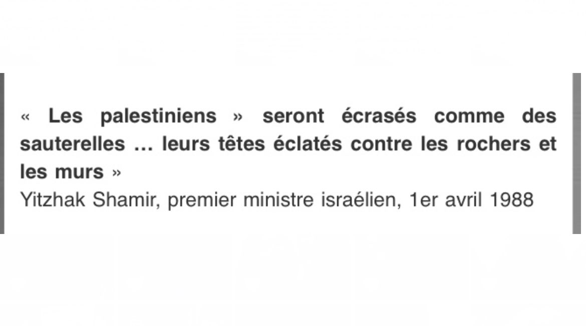RimaHas's tweet photo. Montée ou continuité dans les most des dirigeants israéliens ? L’animalisation du sujet Palestinien est au cœur de l’entreprise coloniale et raciste de l’Etat d’Israël et ce depuis ses débuts. https://t.co/CpkYEC7K1T
