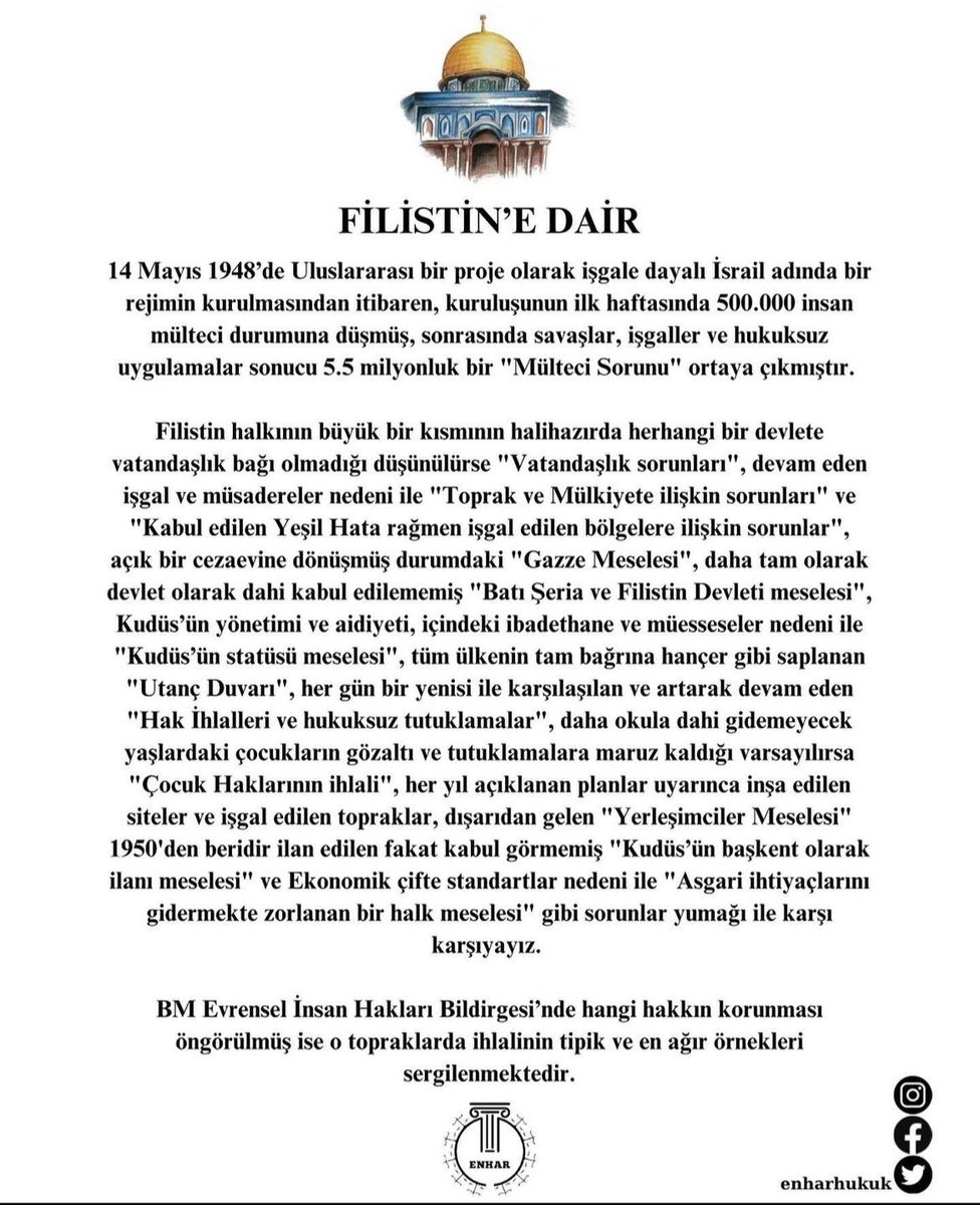 enharhukuk's tweet photo. Filistin'de yaşananlara dair açıklama... https://t.co/6WA5sh4qwY