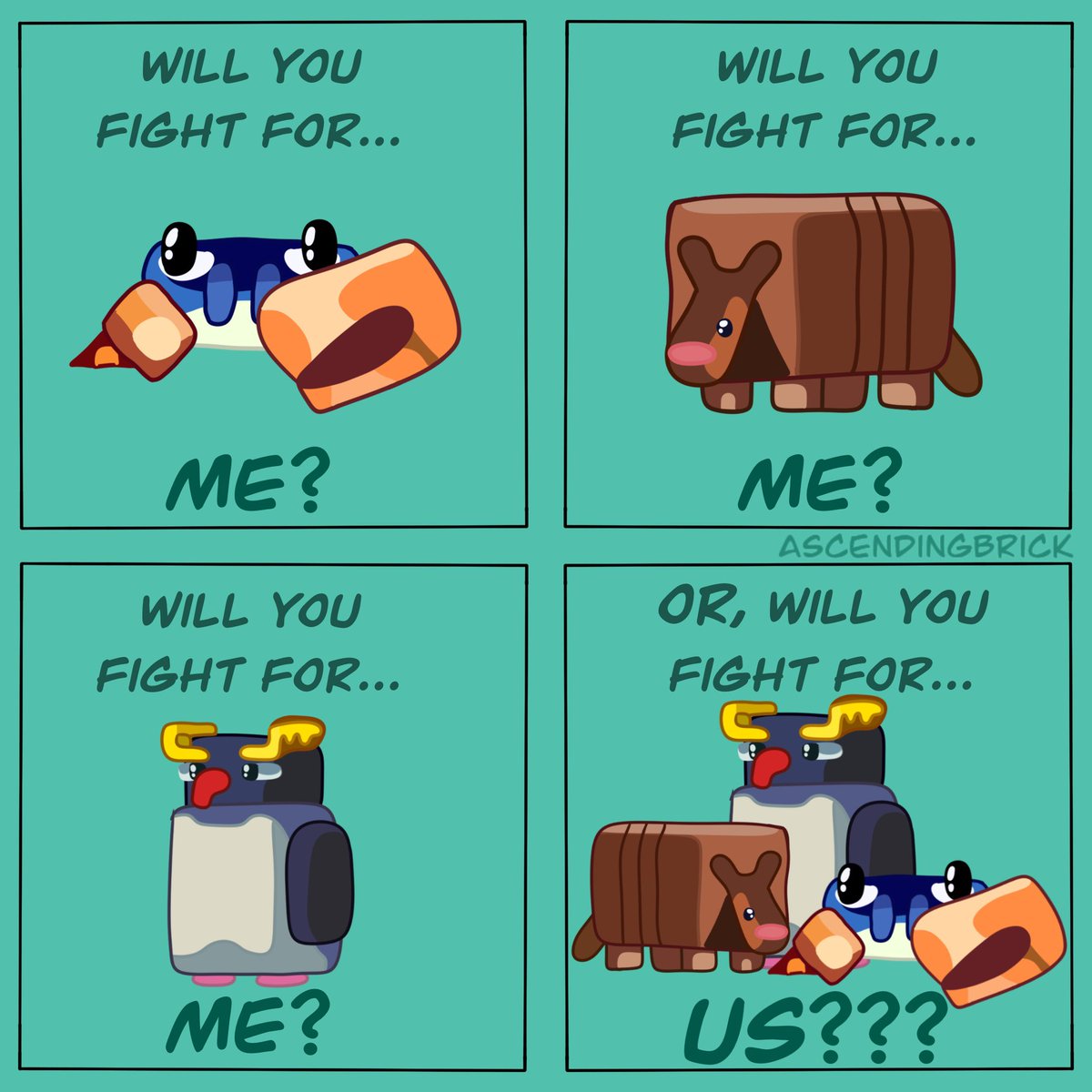 Ascendingbrick's tweet photo. STOP THE MOB VOTE 🦀 🟫 🐧
.
.
.
 #stopthemobvote #minecraft #mobvote2023 #trend #boycottthevote #mobvote #crab #armadillo #penguin #mojang #mobvote #minecraftvote #minecraftmemes #gamer #comic #webcomic #relatable #digitalart #newcreator #boost #funny #relatable #ascendingbrick https://t.co/F84RxzJfLV