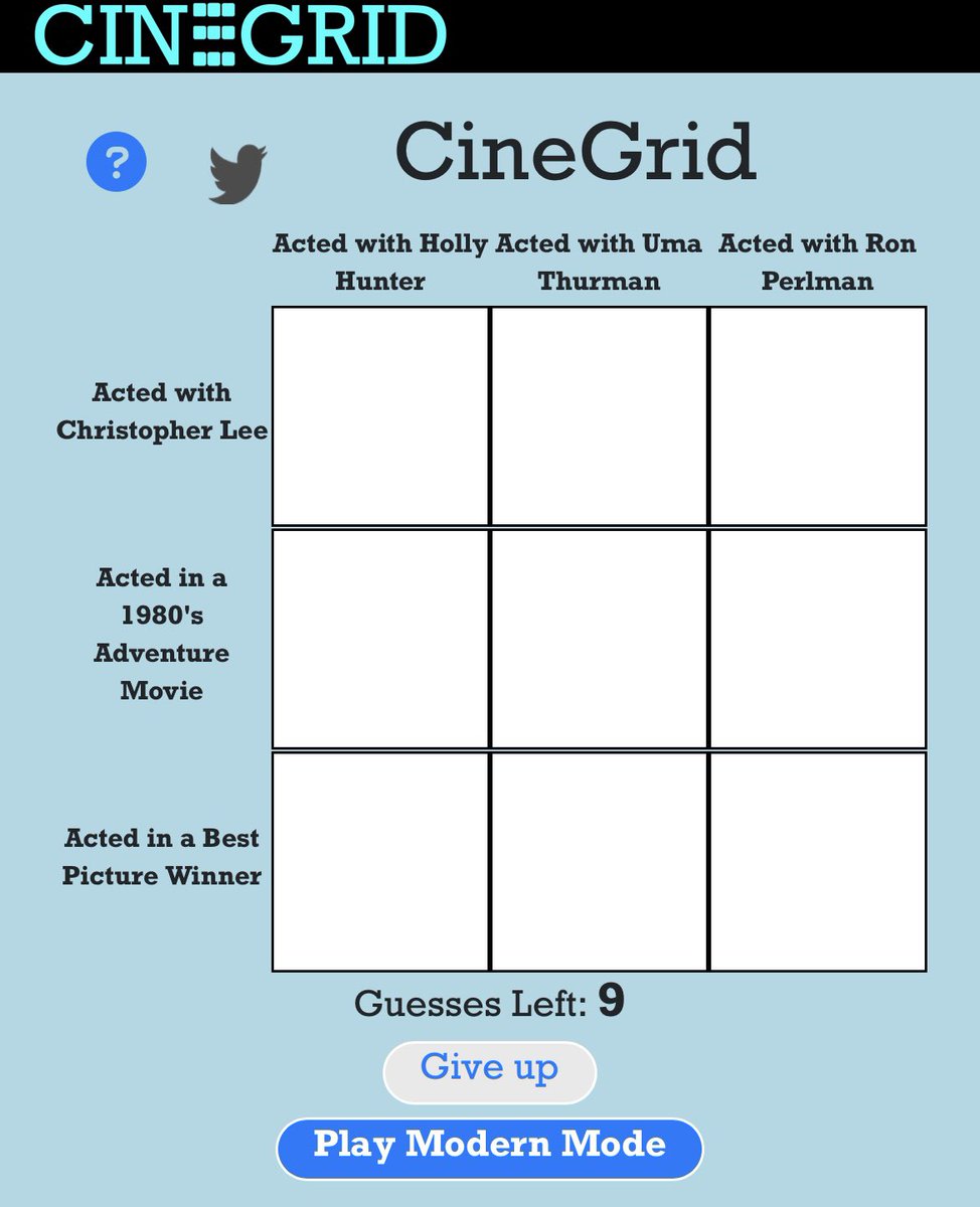 CineGridGame's tweet photo. Try out the new grids today! Reply/quote with your results!

Play at https://t.co/aJ4oTIbVHk https://t.co/MWUVMNRx0r
