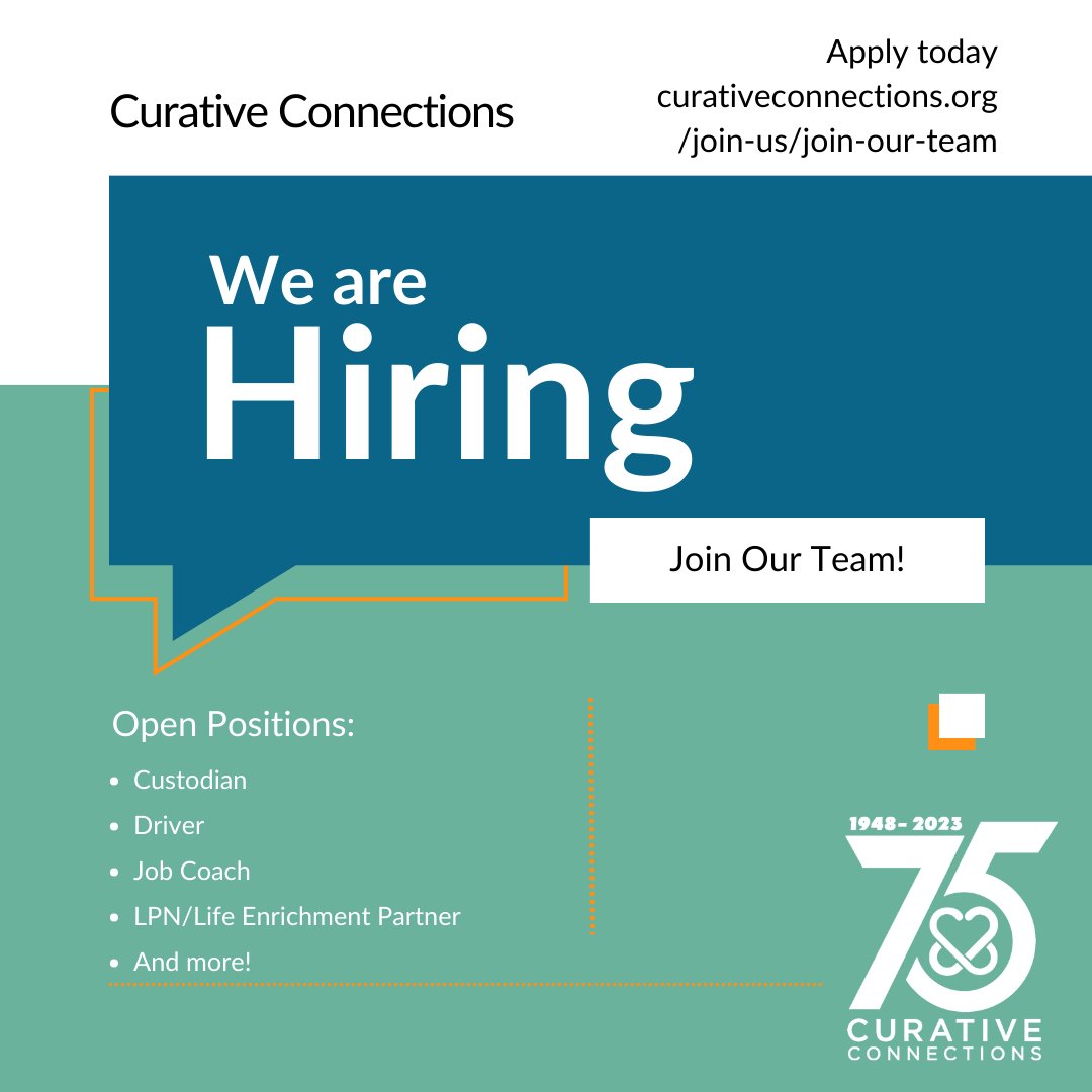 Curative Connections is a place where people thrive as they work toward their goals for independence. Our culture is one of caring and gentleness, equally for our members and for staff. Learn more and apply at curativeconnections.org/join-us/join-o…
#greenbay