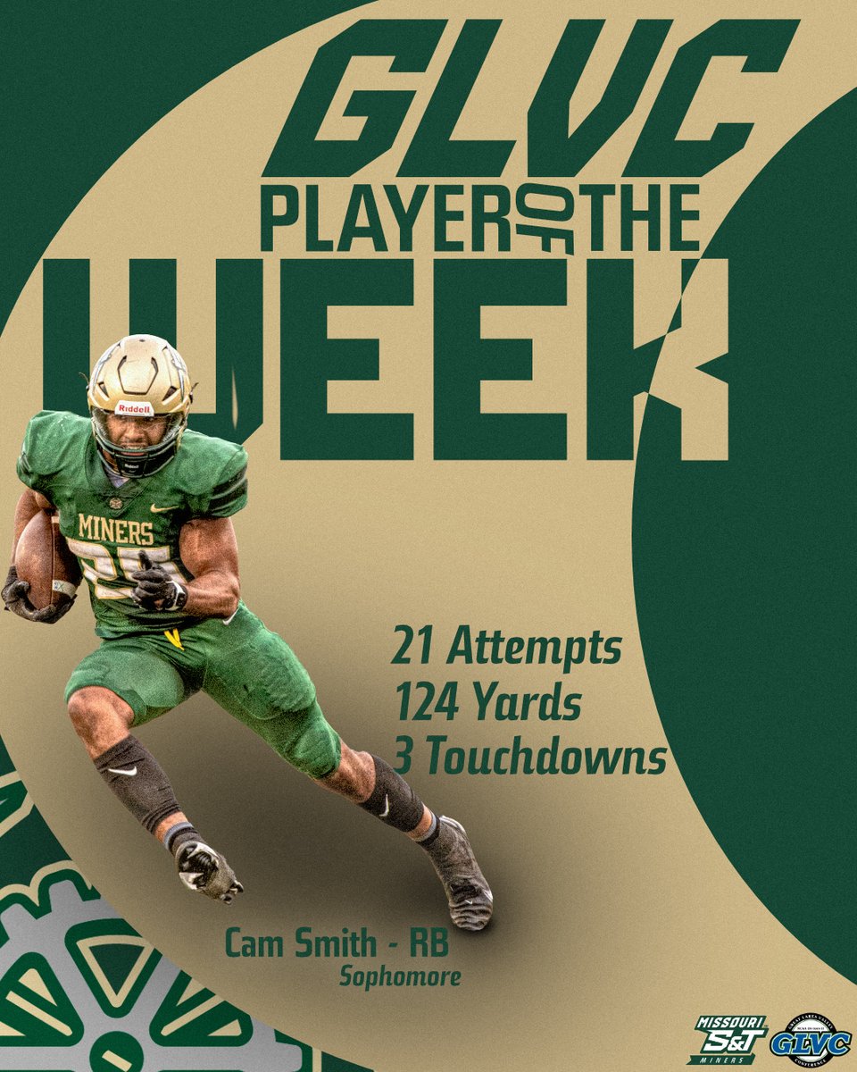Cam Smith is the week 6 offensive GLVC player of the week ⛏️

#PickAxeTakeNames | #MinerPride