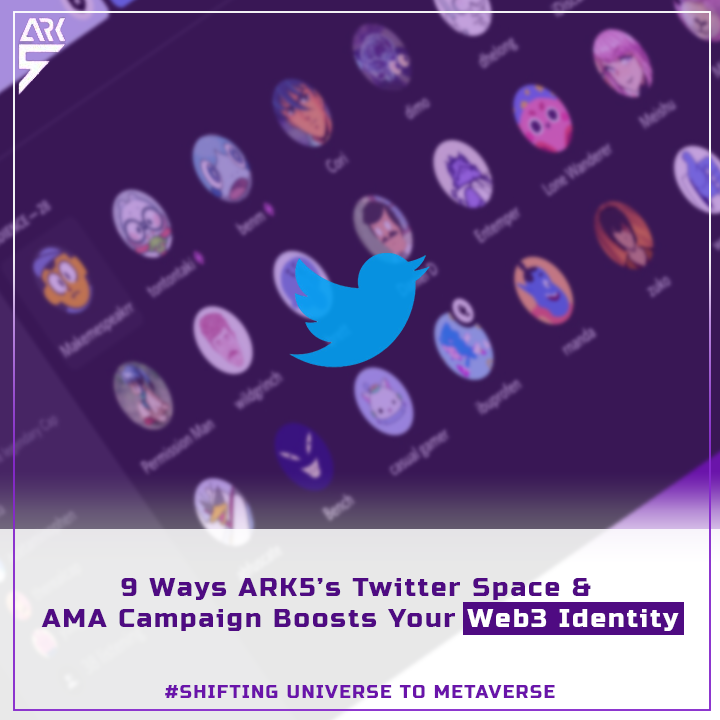 Twitter Spaces and Ask Me Anything (AMA) sessions can play a significant role in improving Web3 identity in several ways

ARK5 uses this opportunity to build your brand and educate your audience as much as possible!

#NFT #Blockchain #twiiterspace #crypto #ARK5 #askmeanythink