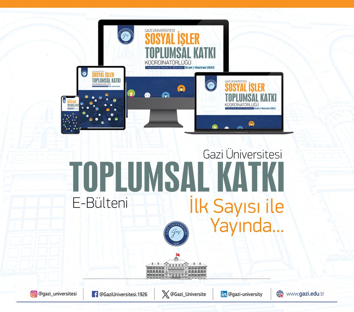 Gazi_Universite's tweet photo. 🔵Gazi Üniversitesi Toplumsal Katkı E-Bülteni ilk sayısı ile yayında...

Dergimize aşağıdaki linkten ulaşabilirsiniz.

https://t.co/6uzcRpE51m

#GaziÜniversitesi https://t.co/5rQrNhKOFy