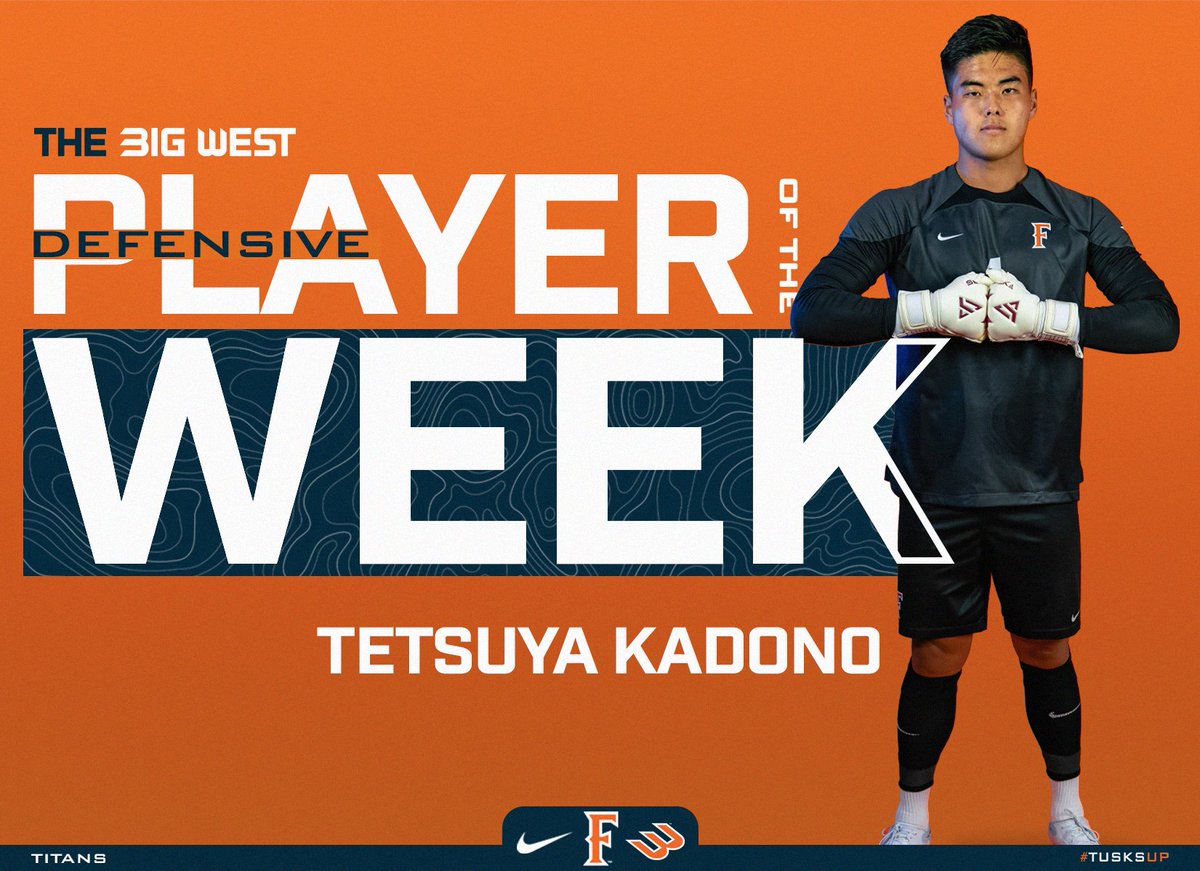 Kadono Named Big West Defensive Player of the Week! 

📰: fullertontitans.com/news/2023/10/9…

#TusksUp | <a href="/tetsuya_kadono/">tetsuya_kadono</a>