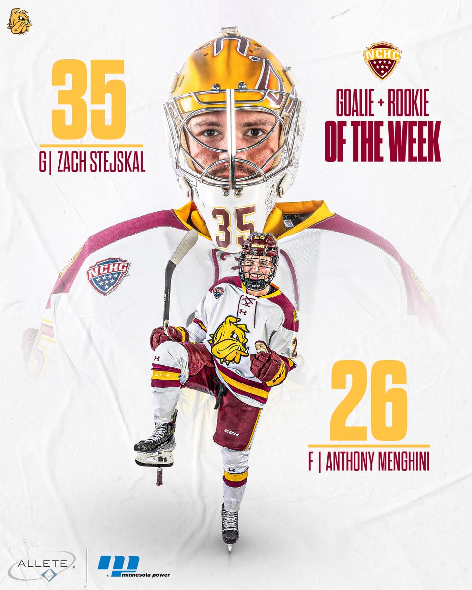 UMDMensHockey's tweet photo. Starting off the season strong💪 with TWO weekly awards from @TheNCHC. Congrats, Zach and Anthony, on this recognition of your stellar performances! 

Read More: https://t.co/kgHrgXxbCC https://t.co/I6TkdbYqwF