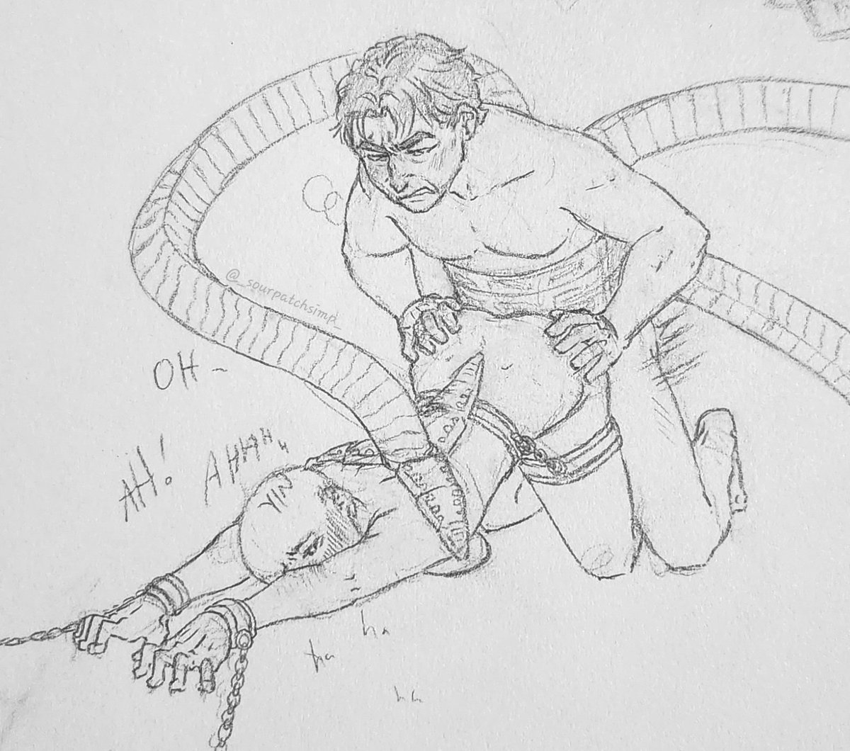 _sourpatchsimp_'s tweet photo. Ended up not liking my first one and drew a second one, so you get two for day 4 of Kinktober LMAO
#nsfw #OttoOctavius https://t.co/v9EBpB1rVS