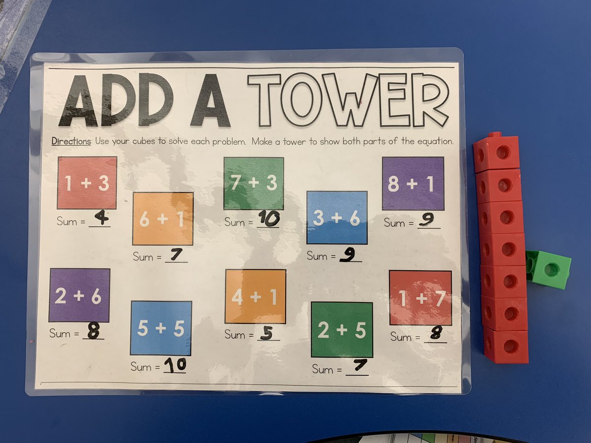 Mrs_Mack23's tweet photo. Word problem math with star counters and tower building addition has been so much fun! 💙 #EMKPRIDE https://t.co/hqzdWY3dO8