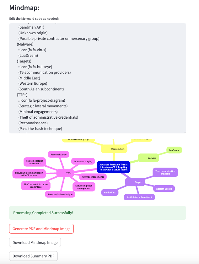 This is pretty radical - <a href="/bindshell_/">Adam</a> shared some python for generating intel report summaries loosely based on blog.securitybreak.io/the-intel-brie….. great work there btw!

Once shared, I converted it to streamlit, we added all the functions to it as it would have via the CLI. 
Boomtown! I'll