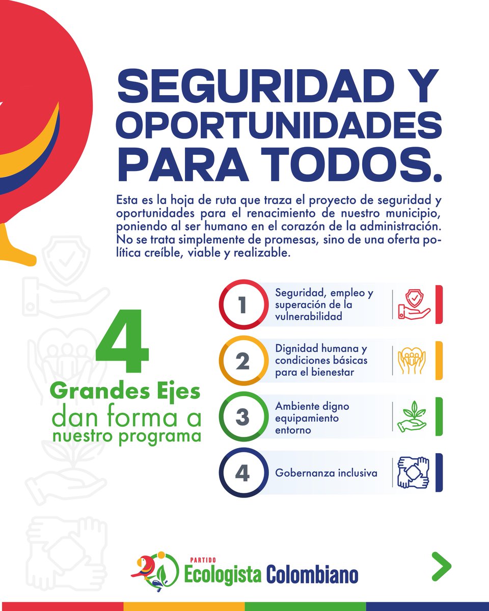 elviragh_'s tweet photo. 🗳️💚 Estamos a 20 días de las Elecciones Regionales, quiero compartirles mi programa de gobierno compuesto por 4 ejes. Hoy, les presento el #1:  Seguridad, empleo y superación de la vulnerabilidad. Así vamos a transformar a Soledad como lo soñamos y merecemos. https://t.co/5ICPDjLFXG