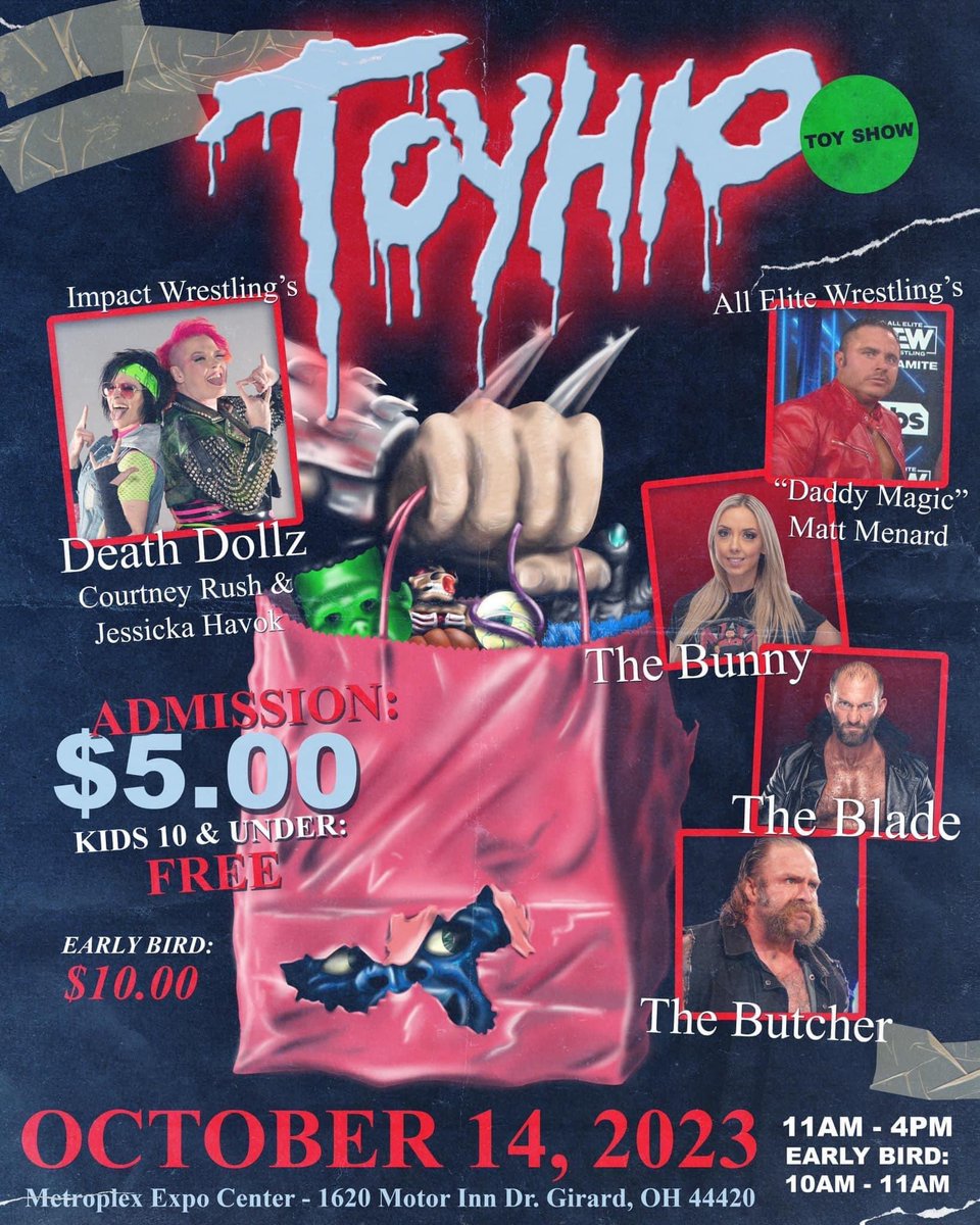 Toyhio returns this Saturday! Over 20,000sq ft of toys! Guests including <a href="/Rushlemania/">Courtney Rush - W3 Legend</a> <a href="/FearHavok/">HAVOK☣️</a> <a href="/theDaddyMagic/">Daddy Magic</a> <a href="/andycomplains/">The Burning Cleaver Butch Williams</a> The Bunny &amp; The Blade!