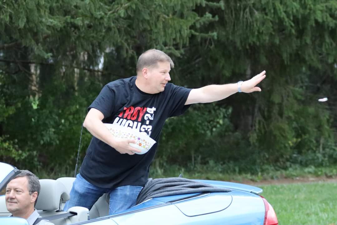 600+ pieces thrown for the Troy High HoCo parade. Finally succeeded in finishing the route without running out! Thanks, <a href="/troy_colts/">Troy Colts</a> for inviting me for one of my favorite perks as a trustee!