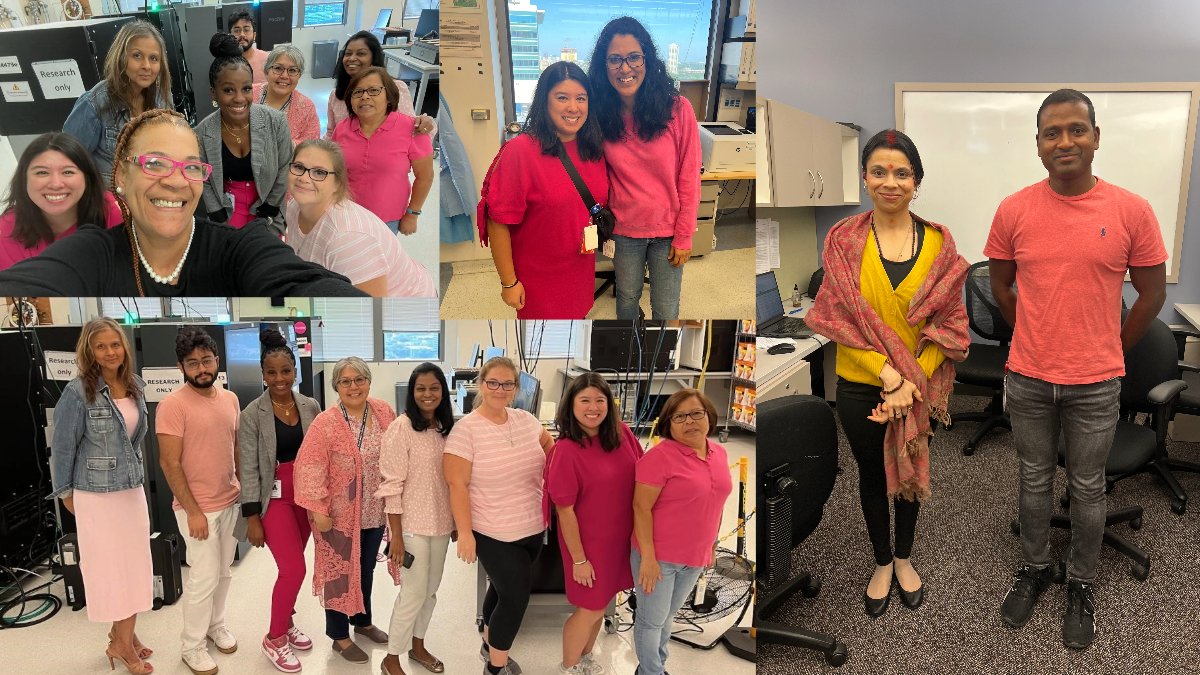 BCM_HGSC's tweet photo. In October, the @BCM_HGSC wears pink to show our support for #BreastCancerAwarenessMonth. #BreastCancer #BreastCancerAwareness #BCAM #PinkOctober @bcmhouston https://t.co/miBO4p85G4