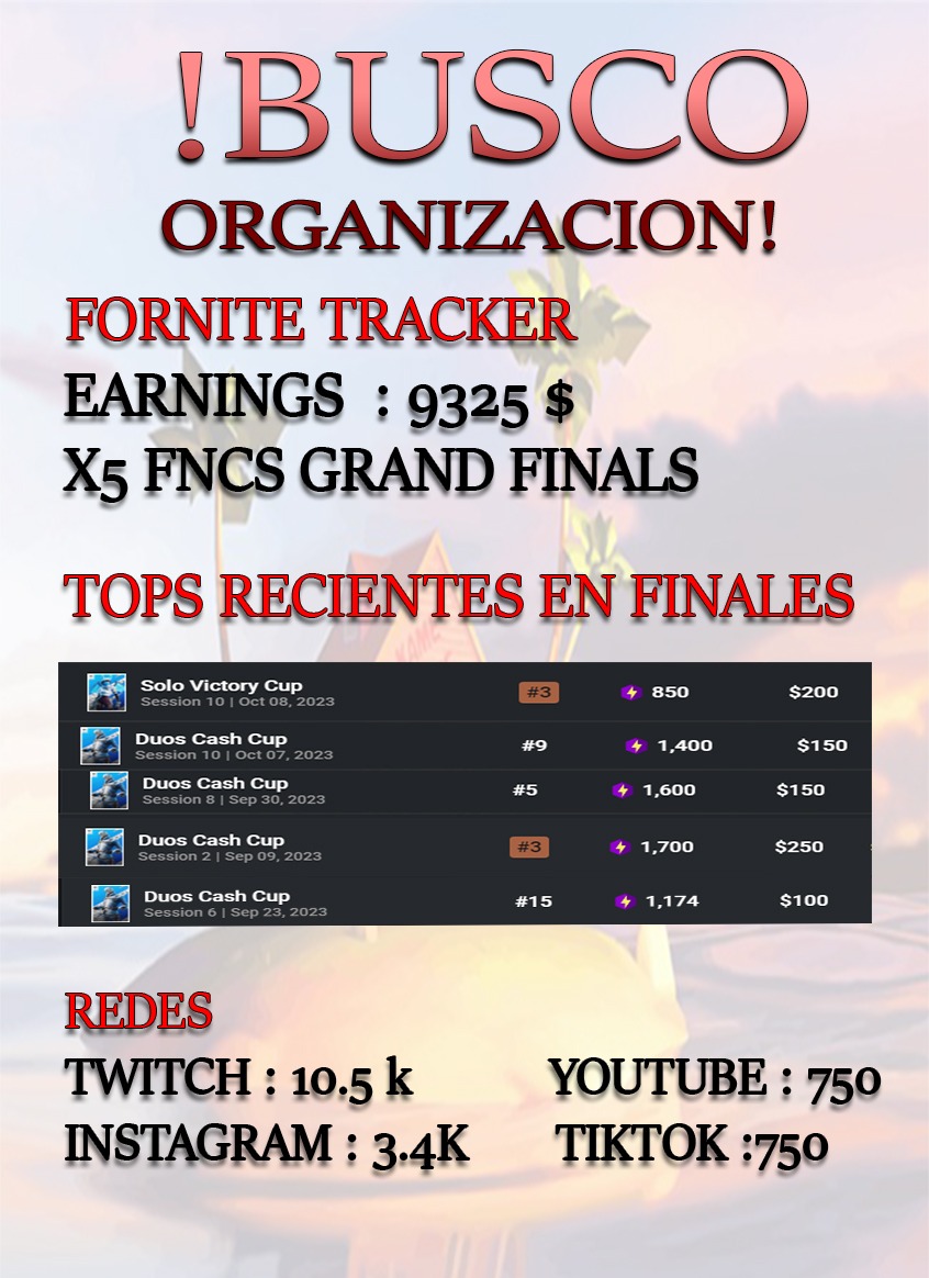 🇪🇸Busco Organización Para Representar En Los Futuros Torneos 🏆🏆
🇧🇷Estou procurando uma organização para representar em torneios futuros.
Tracker:
fortnitetracker.com/profile/all/La…
RT + V =♥️
