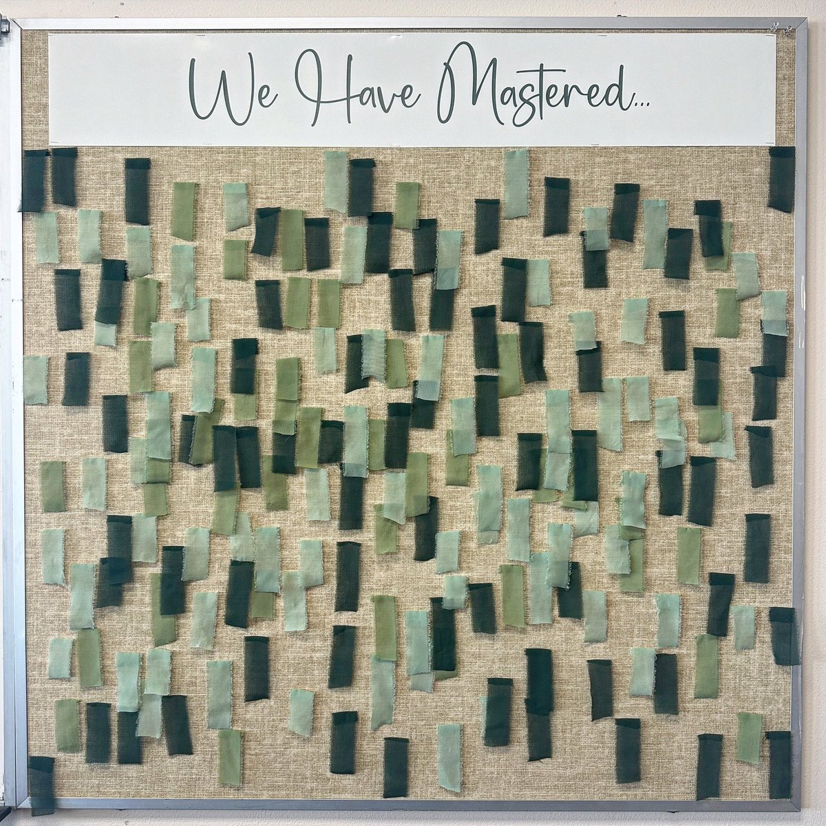 MrsAlexaOkey's tweet photo. Our Mastery Wall is getting greener by the week! In Digital Art, we celebrate mastering standards by receiving and pinning up green ribbons as a visual representation of our achievements. I can’t wait to see what it looks like at the end of the year! #pcbl #WhyIQuest #mastery https://t.co/TrLhs472oC