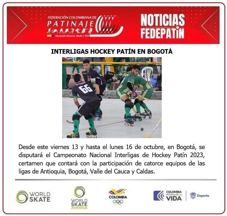 Fedepatincol's tweet photo. Del 13 al 16 de octubre en Bogotá el Campeonato Nacional Interligas de Hockey Patín 2023.

Detalles en el siguiente enlace...

https://t.co/6kNNpunkUv

@MinDeporteCol @OlimpicoCol @ACORDCOLOMBIA1 @CentroDepRcn @WinSportsTV @HockeyColombia https://t.co/HWCHWzSCdd