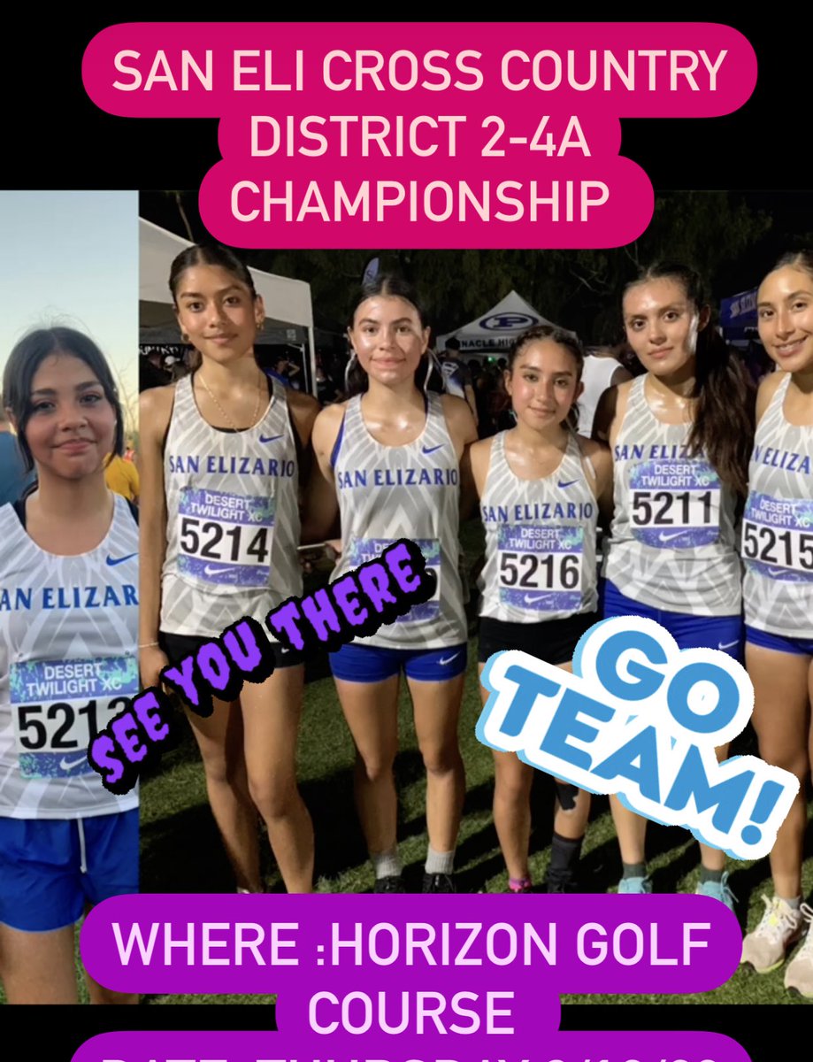 San Elizario Varsity Girls will defend their district title on Thursday 10/12/23 in Horizon Golf Course at 12:30 .. see you there <a href="/SanEliAthletics/">Cesar Morales</a> <a href="/SanElizarioISD/">San Elizario ISD</a>