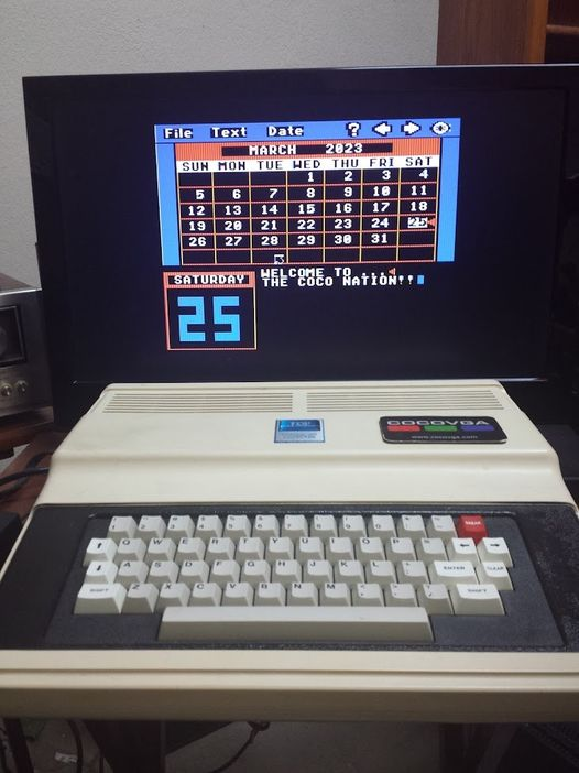 Rondelvo's tweet photo. Deskmate 3 on the TDP System 100 using CoCoVGA
#colorcomputer #coco #tandy #RadioShack #tandyandradioshackvintage #8bit #cocopi3 #coco3  #ronsgarage https://t.co/ZVSsm9SIk8