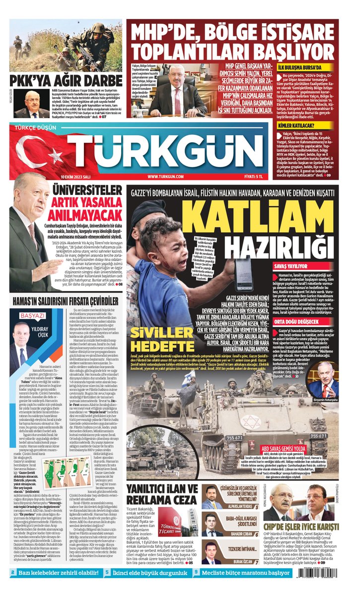 TurkgunGazetesi's tweet photo. Gazetemizin 10 Ekim 2023 Salı baskısını inceleyebilirsiniz... #Türkgün #turkgungazetesi https://t.co/w4UVyPfxIT