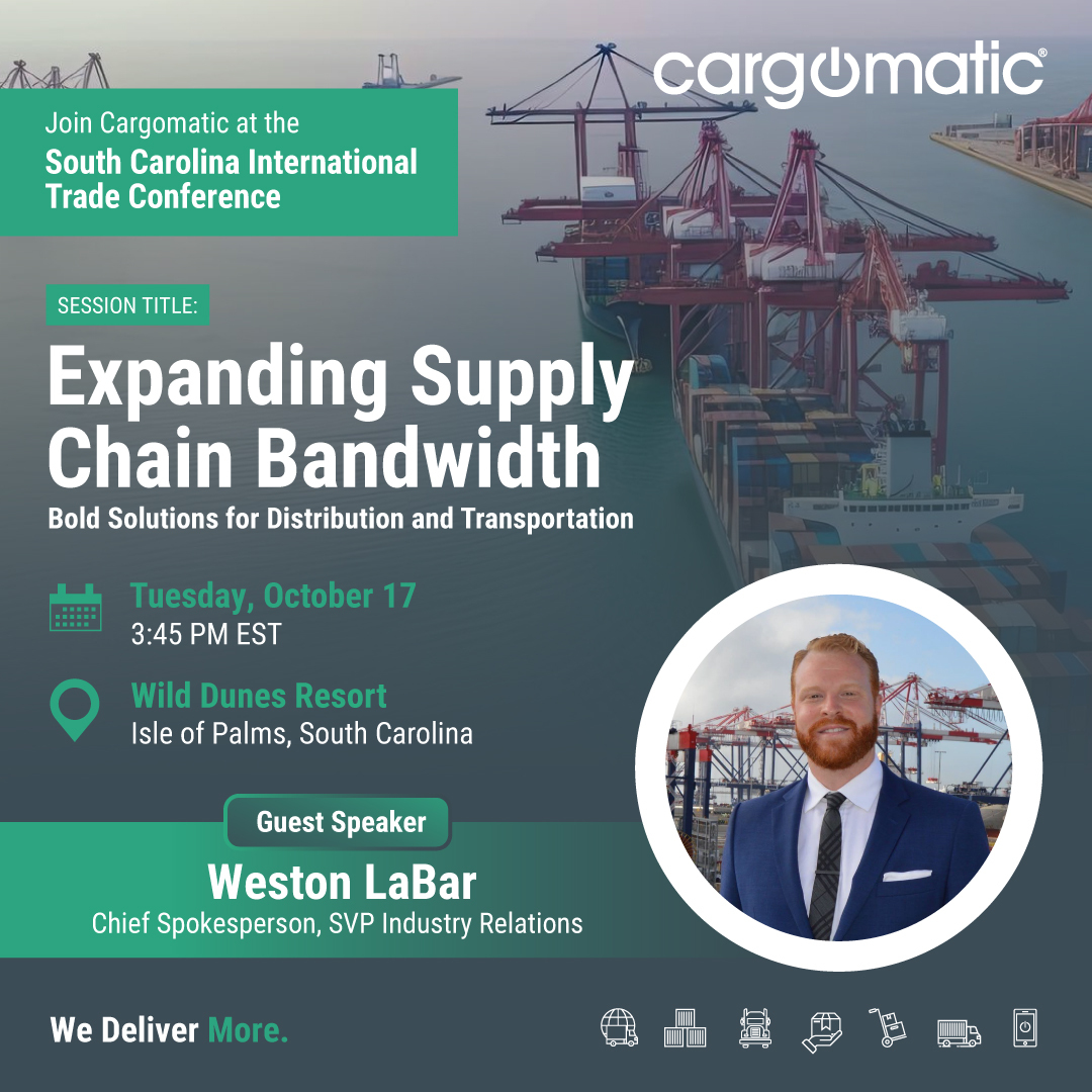 CargomaticHQ's tweet photo. Don't miss the opportunity to join @westonlabar, as he participates in a panel discussion on Tuesday, October 17 at 3:45 PM EST. View the full agenda now! https://t.co/wA09QKsZu8
#SupplyChain #Logistics #Transportation #Distribution #Ports #Shipping #SCITC https://t.co/wesTJ7gNiR