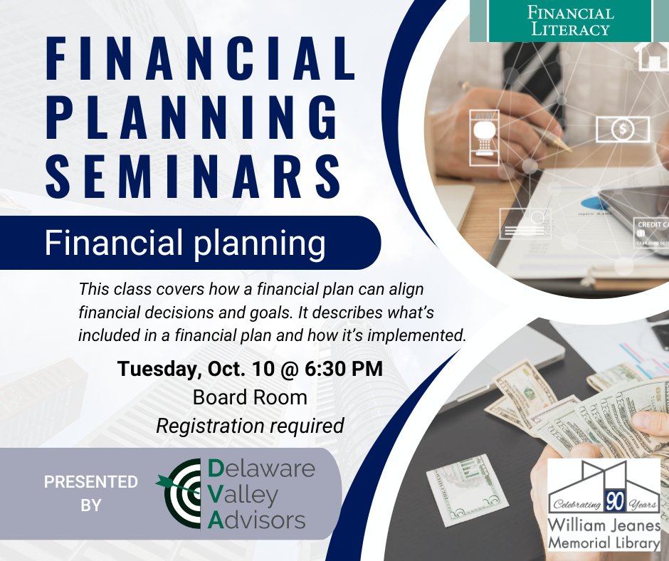 TOMORROW! Let the financial planning experts from Delaware Valley Advisors get you started with learning about financial goals and making a financial plan. #PAForward #FinancialLiteracy