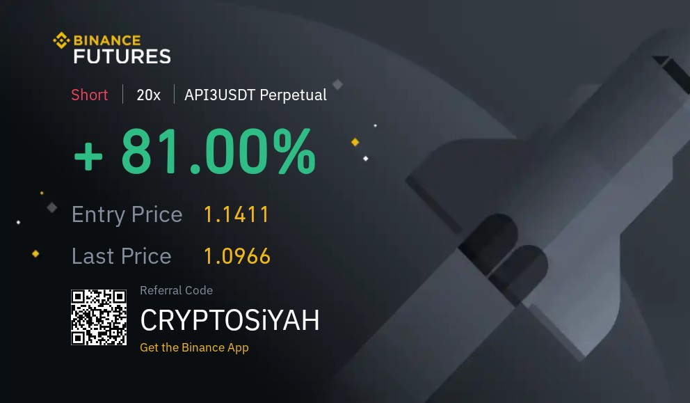Kazanmalara doyamıyoruz tabii ki ☺️ API3 bitişi de elimizden olsun...

İşlemler tamamen ücretsiz bir şekilde telegram kanalımızda paylaşılıyor, erkenden yerinizi alın 🥳💸

#kripto #long #short #vadelislemler #vadeliislemler