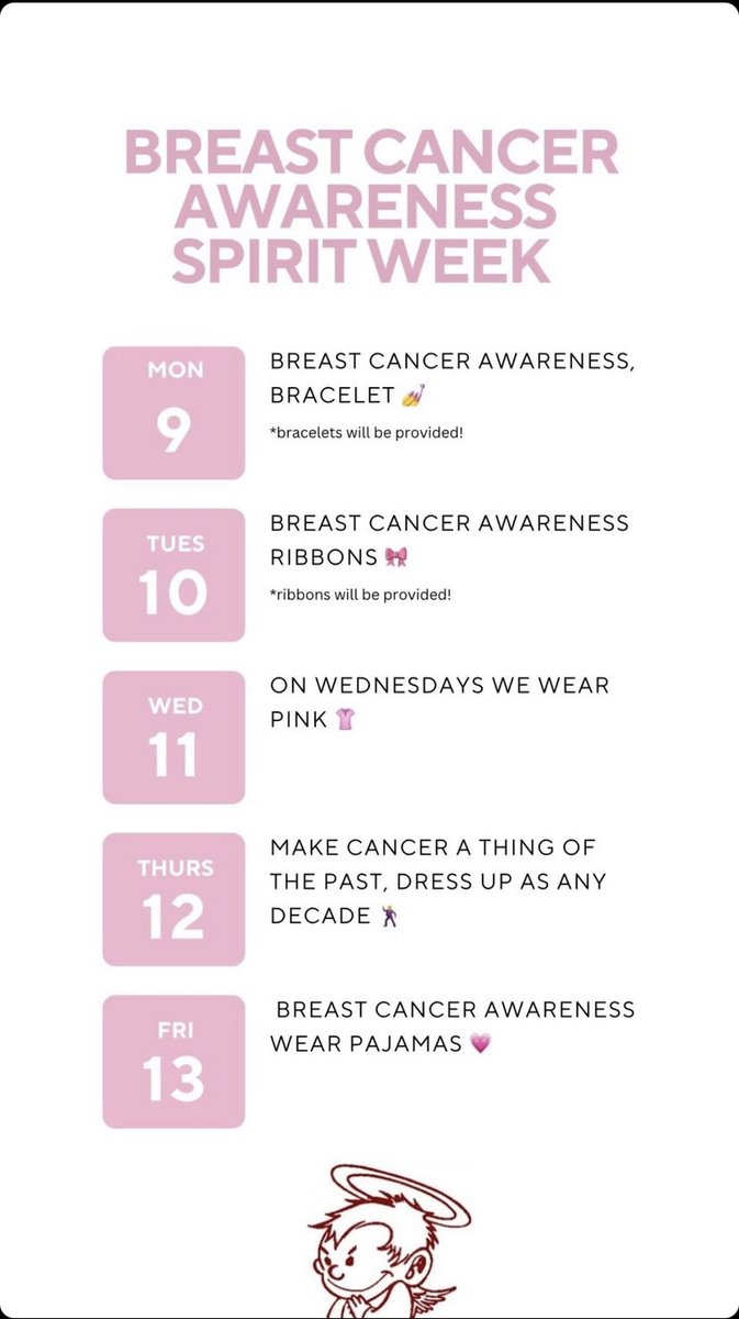 🩷💗 Get ready, Ruben Salazar High School! Breast Cancer Awareness week is approaching. Dive into our lineup of events and join us in spreading awareness. Check our attached flyer for daily happenings! 💞 #BreastCancerAwareness #RSHScares #PinkPower'🩷