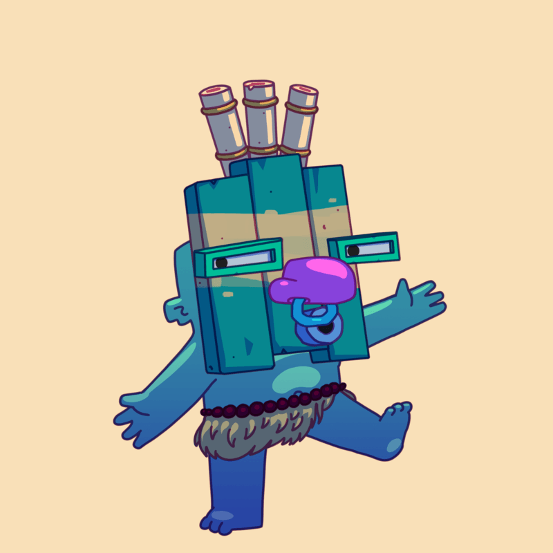 This #TikiOfTheWeek is rocking a super nice combo of bamboo head dress and turquoise block mask.

Well done Tiki #1263

#BeatnikTikiTribe

#Tiki