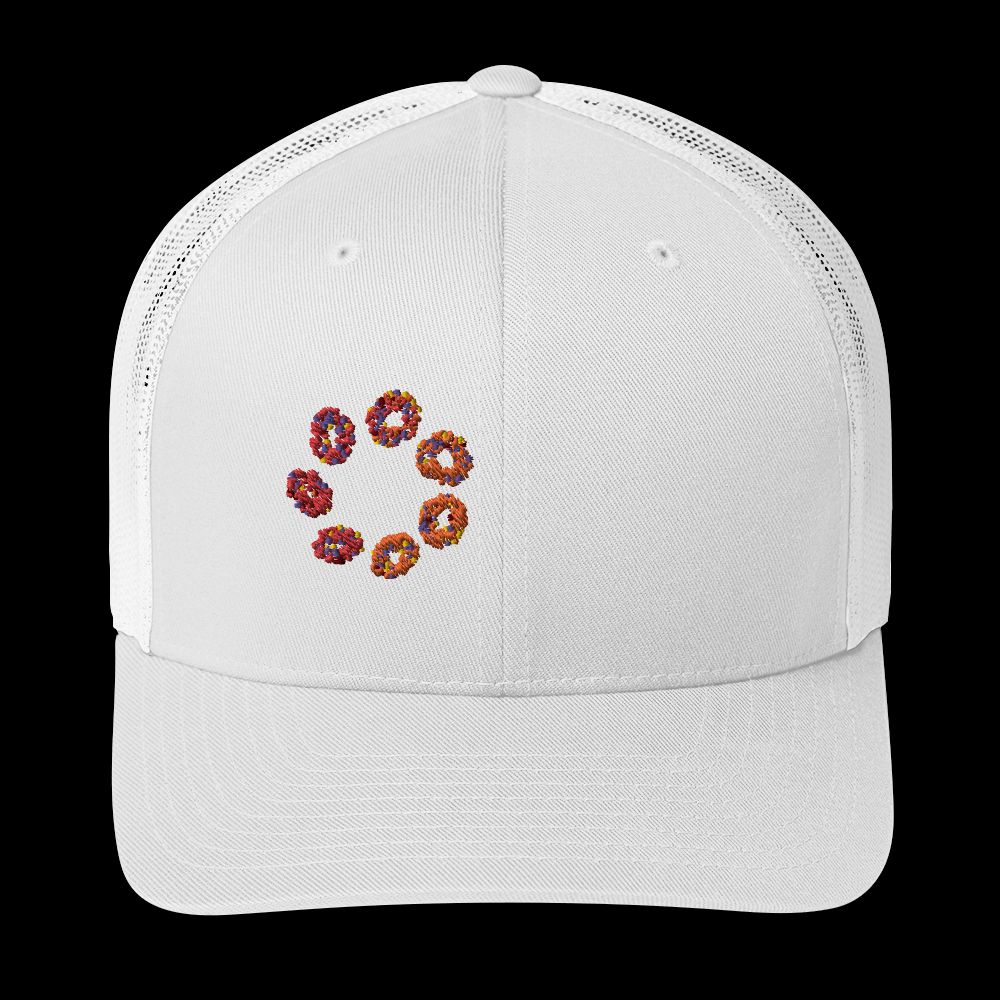 dotmapart's tweet photo. Experience the mesmerizing DotMap #45 Trucker Cap 🧢 with floating rings 🛟 in a stunning gradient color spectrum. The 3D aspect and intricate loop design add depth and dimension, making it perfect for those who appreciate extraordinary fashion. 
https://t.co/Oxkjd6h9yI https://t.co/YUZ1CIFXX8