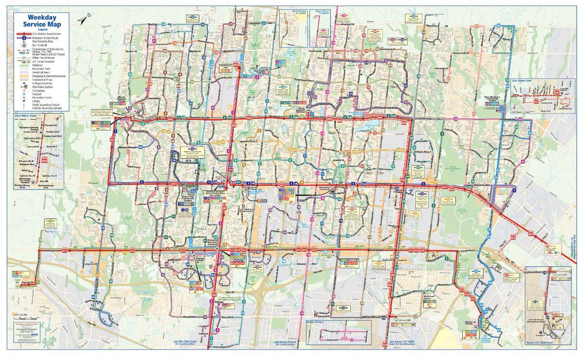 the_transit_guy's tweet photo. The transit system in Brampton, a suburb of Toronto with 600,000 people, is so frequent and comprehensive that its ridership last year was larger than all of Dallas's and was equal to Miami's. Even suburbs with less than ideal land use can utilize good transit. https://t.co/ZWKDBxPXTD