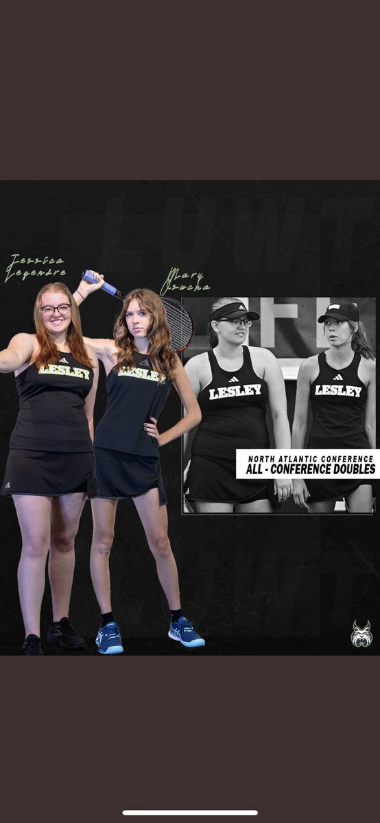 Lesley_WTEN's tweet photo. Congratulations to Freshman, Mary Osucha and Sophomore, Jessica Legendre on being named  to the 2023 NAC All-Conference Doubles Team!With an undefeated record of 11-0 at 1st Doubles, this is very much deserved! We are so proud of you two on an incredible first season together!💚 https://t.co/ftbghIUYw2