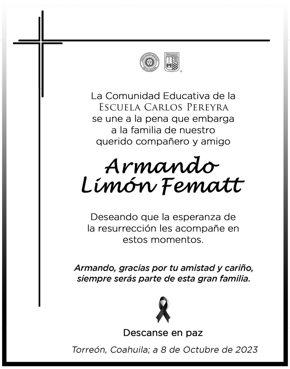 PereyraTRC's tweet photo. Nos unimos a la pena que embarga a la familia de nuestro querido compañero y amigo, Armando Limón Fematt. 𝑨𝒓𝒎𝒂𝒏𝒅𝒐, 𝒈𝒓𝒂𝒄𝒊𝒂𝒔 𝒑𝒐𝒓 𝒕𝒖 𝒂𝒎𝒊𝒔𝒕𝒂𝒅 𝒚 𝒄𝒂𝒓𝒊𝒏̃𝒐, 𝒔𝒊𝒆𝒎𝒑𝒓𝒆 𝒔𝒆𝒓𝒂́𝒔 𝒑𝒂𝒓𝒕𝒆 𝒅𝒆 𝒆𝒔𝒕𝒂 𝒈𝒓𝒂𝒏 𝒇𝒂𝒎𝒊𝒍𝒊𝒂.

Descanse en paz ✨🙏 https://t.co/XAJlwkBjIG