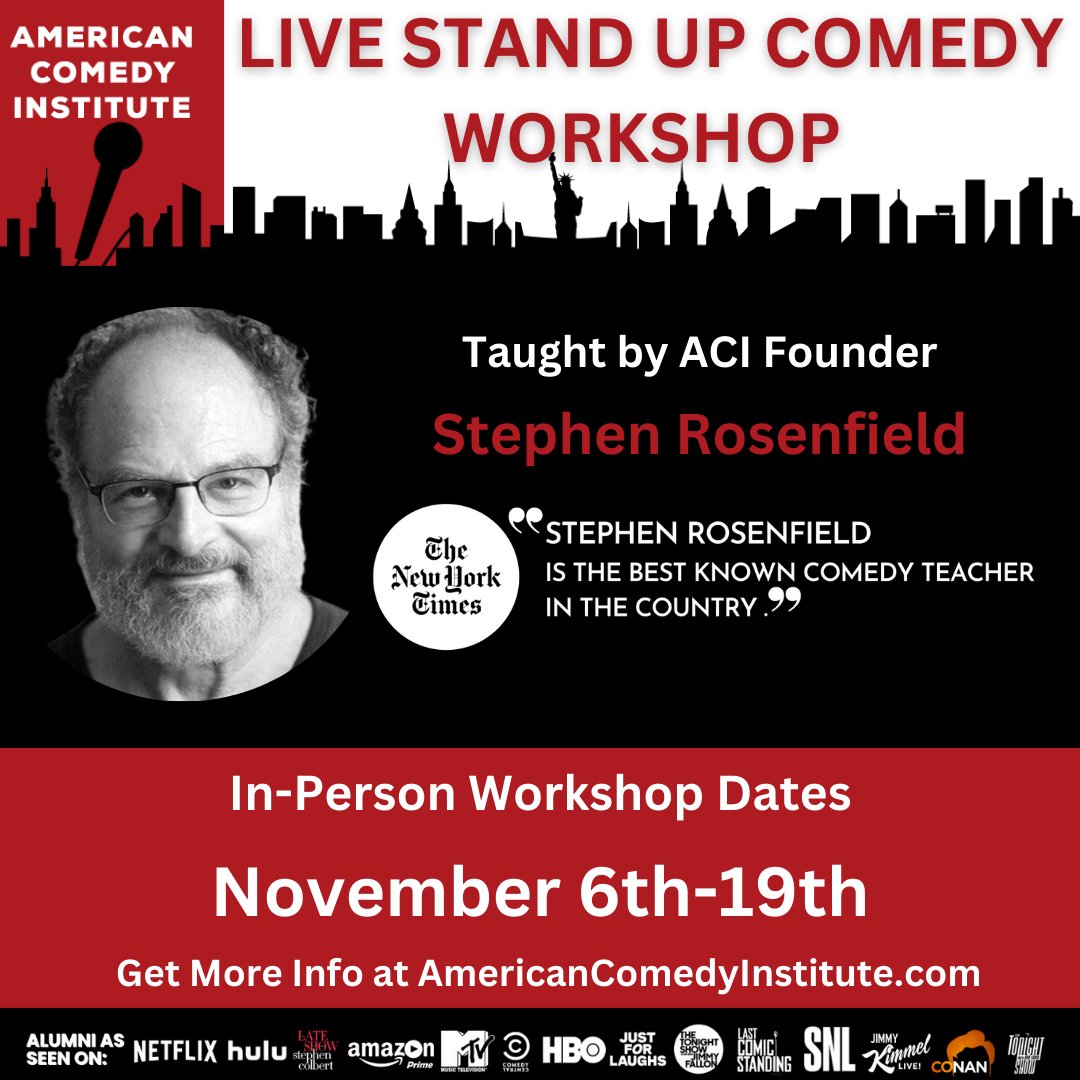 Register now-Spots are Limited! Head over to,
americancomedyinstitute.com/standup-comedy…

#americancomedyinstitute #stephenrosenfield #masteringstandupthebook #standupcomedy #standupcomedyworkshop