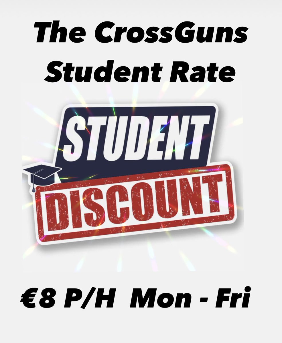 CrossGunsSC's tweet image. The CrossGuns Student Rate Of €8 Per Hour Once Again Remains Unchanged As We Enter The New Season At CrossGuns 👍

#studentspecial #studentdeal #studentdiscount #phibsborough #dublin #thehomeofsnooker #snooker #snookerindublin